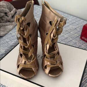 Guess Metallic Bronze Lace-Up Heels